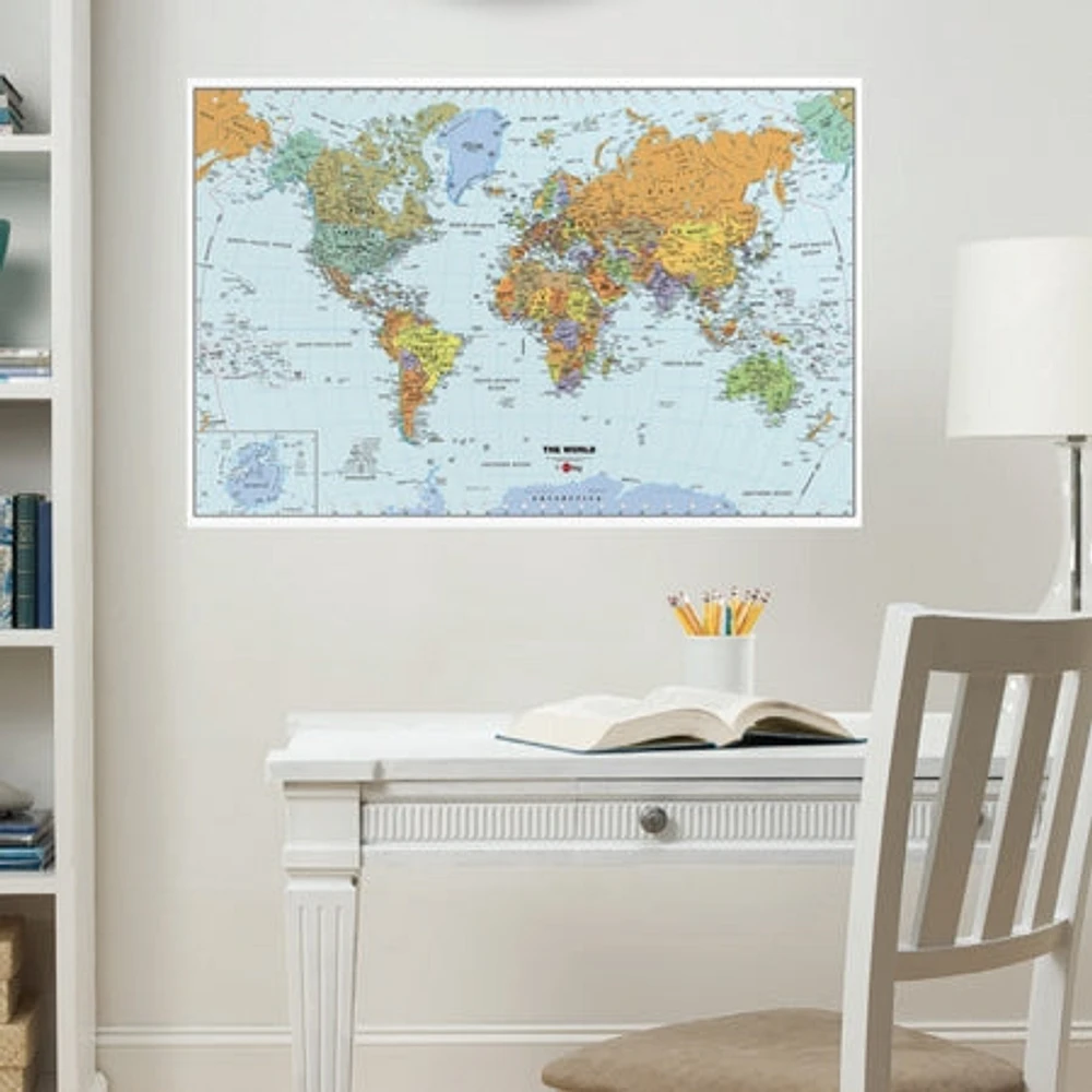 Dry Erase World Map wall decal