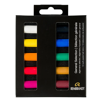 Ens. 10 demi-pastels tendres - couleurs assorties