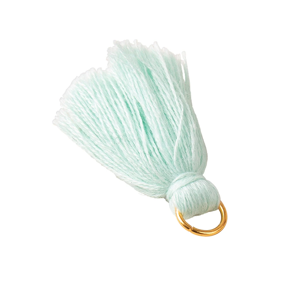 Ens. 6 pampilles en coton - couleurs froides