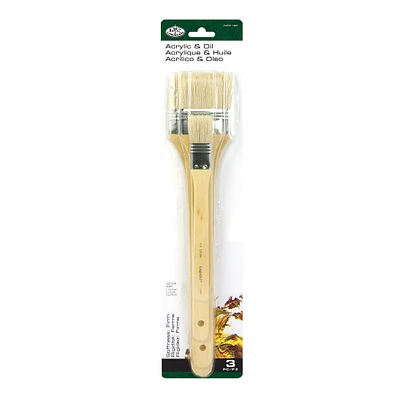 3-Pack Hog Bristle Brushes - Flat