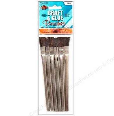 Pack of 6 craft and glue brushes