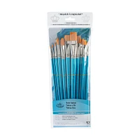 12-Pack Gold Taklon Brushes - Assorted