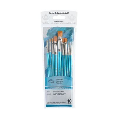 10-Pack Gold Taklon Brushes - Detail/Shader