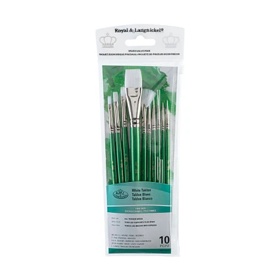 10-Pack White Taklon Brushes - Wash/Round