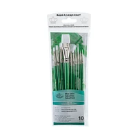 10-Pack White Taklon Brushes - Wash/Round