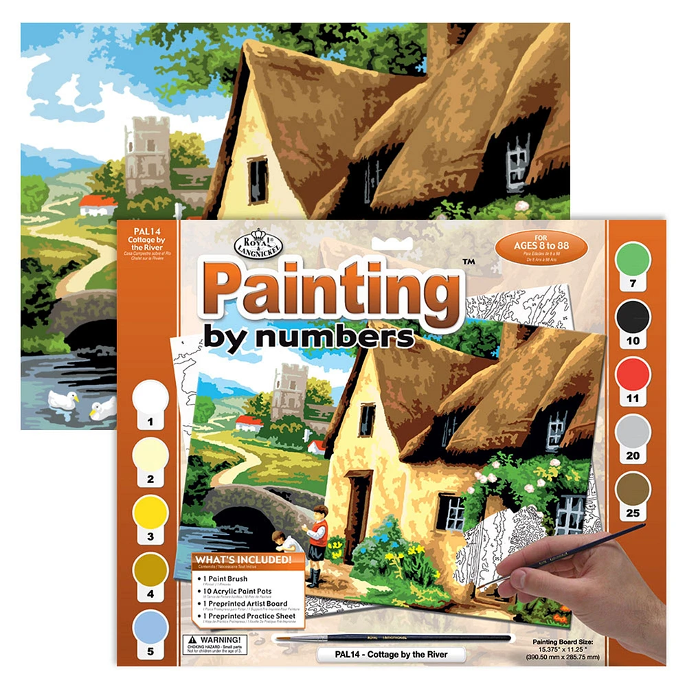 Kit peinture à numéros - « Chalet au bord de la rivière »