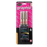 Set of 3 Pigma Graphic precision pens