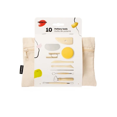 Ens. 10 outils de poterie