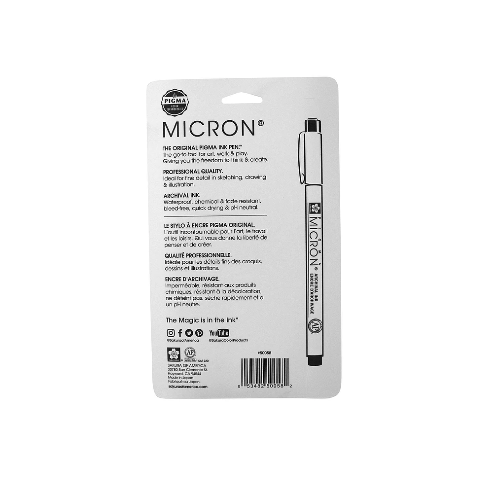 Ens. 6 stylos Pigma Micron - assortis, noir