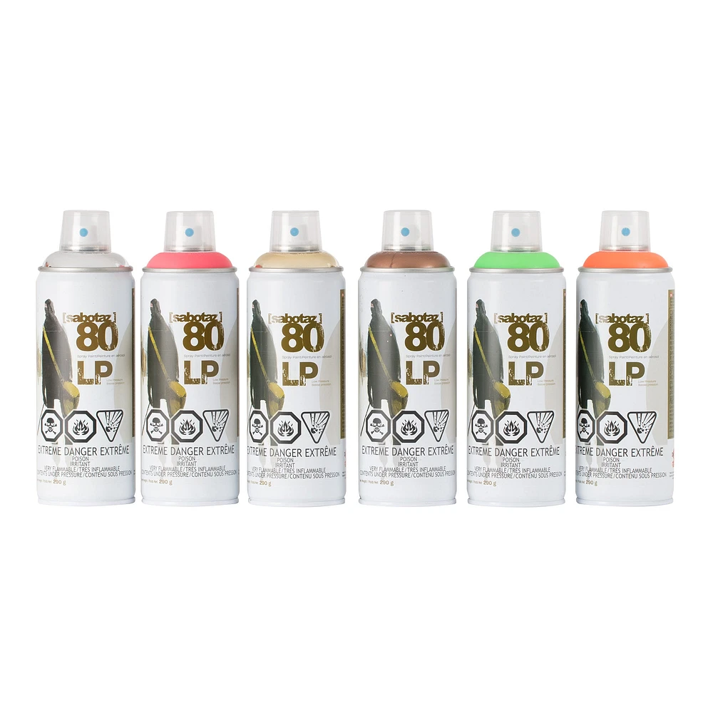 Sabotaz 80 LP Spray Paint Set - Metallic/Fluorescent, 6 x 400 ml