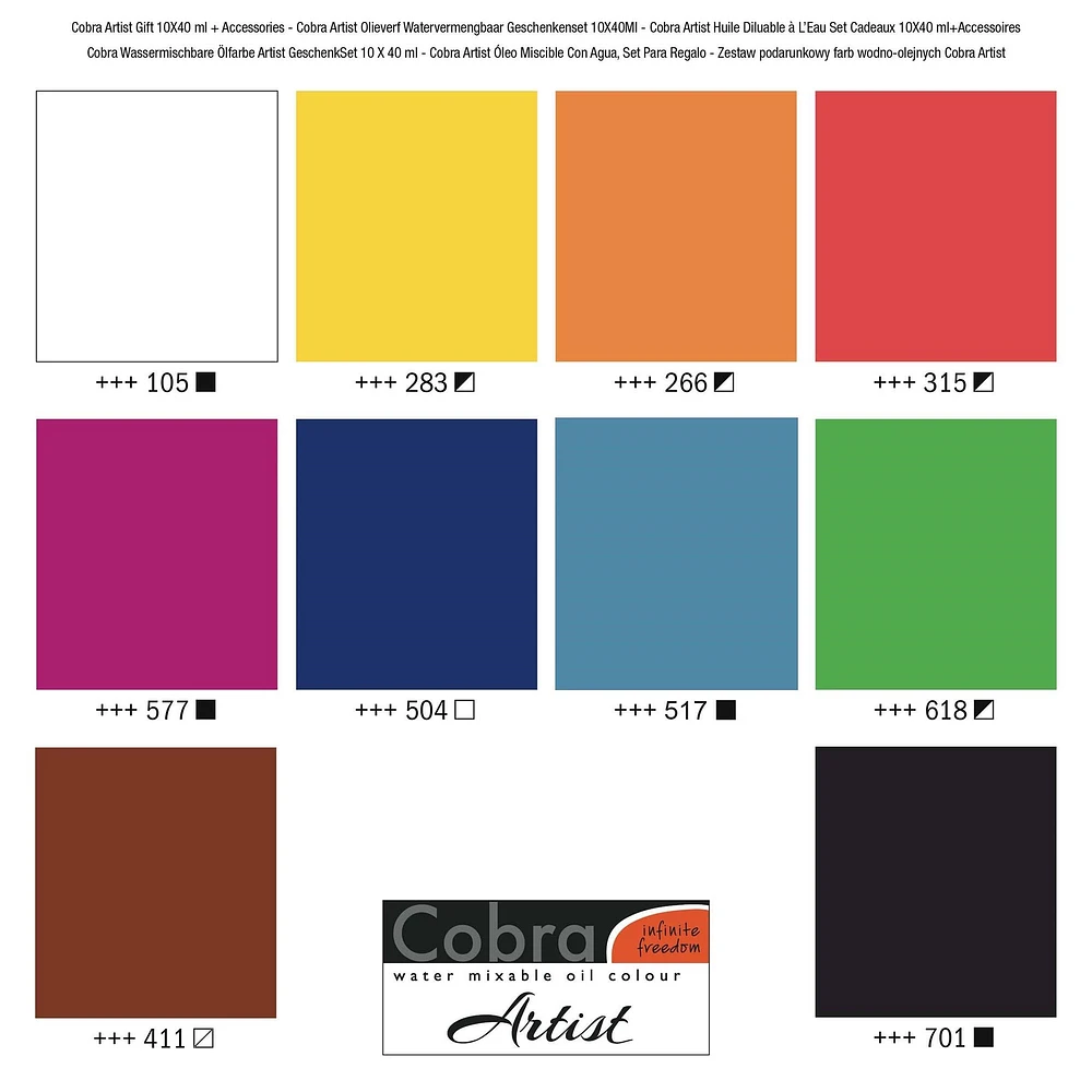 Cobra Artist Oil Colour Set - 10 x 40 ml