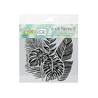 Plastic Stencil - Tropical Fronds, 6 x 6 in