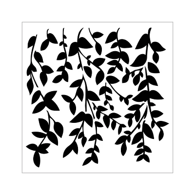 Pochoir techniques mixtes - vignes suspendues, 6 x 6 po
