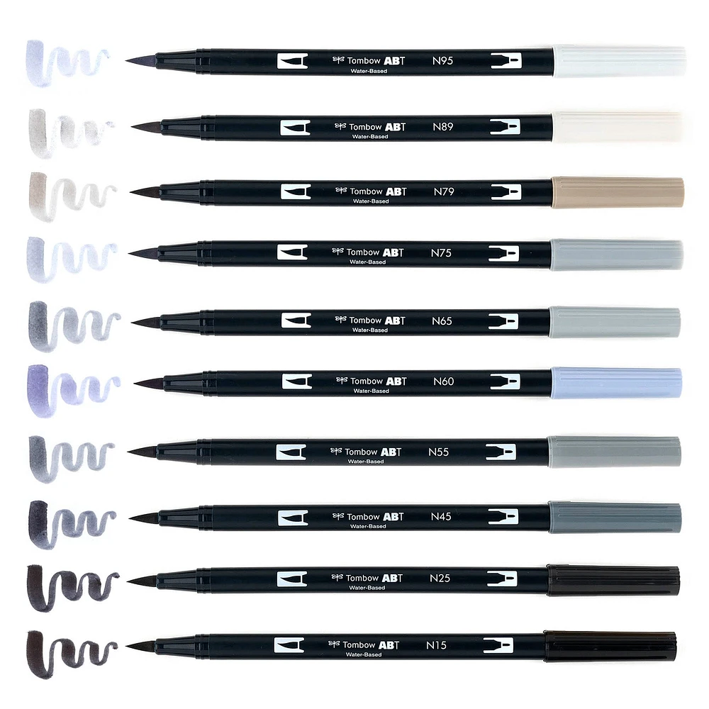 10-Pack Dual Brush Pens - Grey