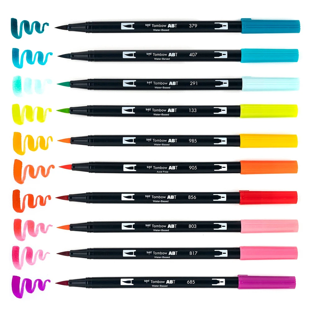 10-Pack Dual Brush Pens - Tropical