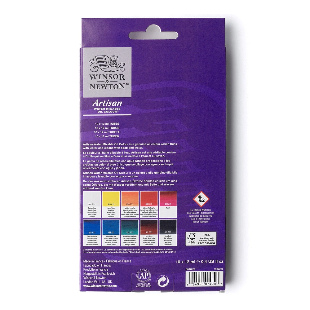 Artisan Water-Mixable Oil Colour Set - 10 x 12 ml