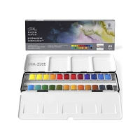 Boîte voyage aquarelle professionnelle - 24 demi-godets