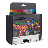 24-Piece Double-Tip Promarker Marker Set, Arts & Illustration - Bullet and Chisel Tip