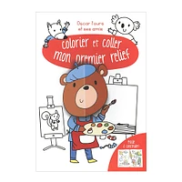 Colorier et coller mon premier relief : Oscar l'ours et ses amis - French Ed.