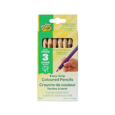 Pqt. 8 crayons de couleur faciles à tenir