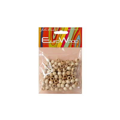 Pack Round Large-Hole Wooden Beads