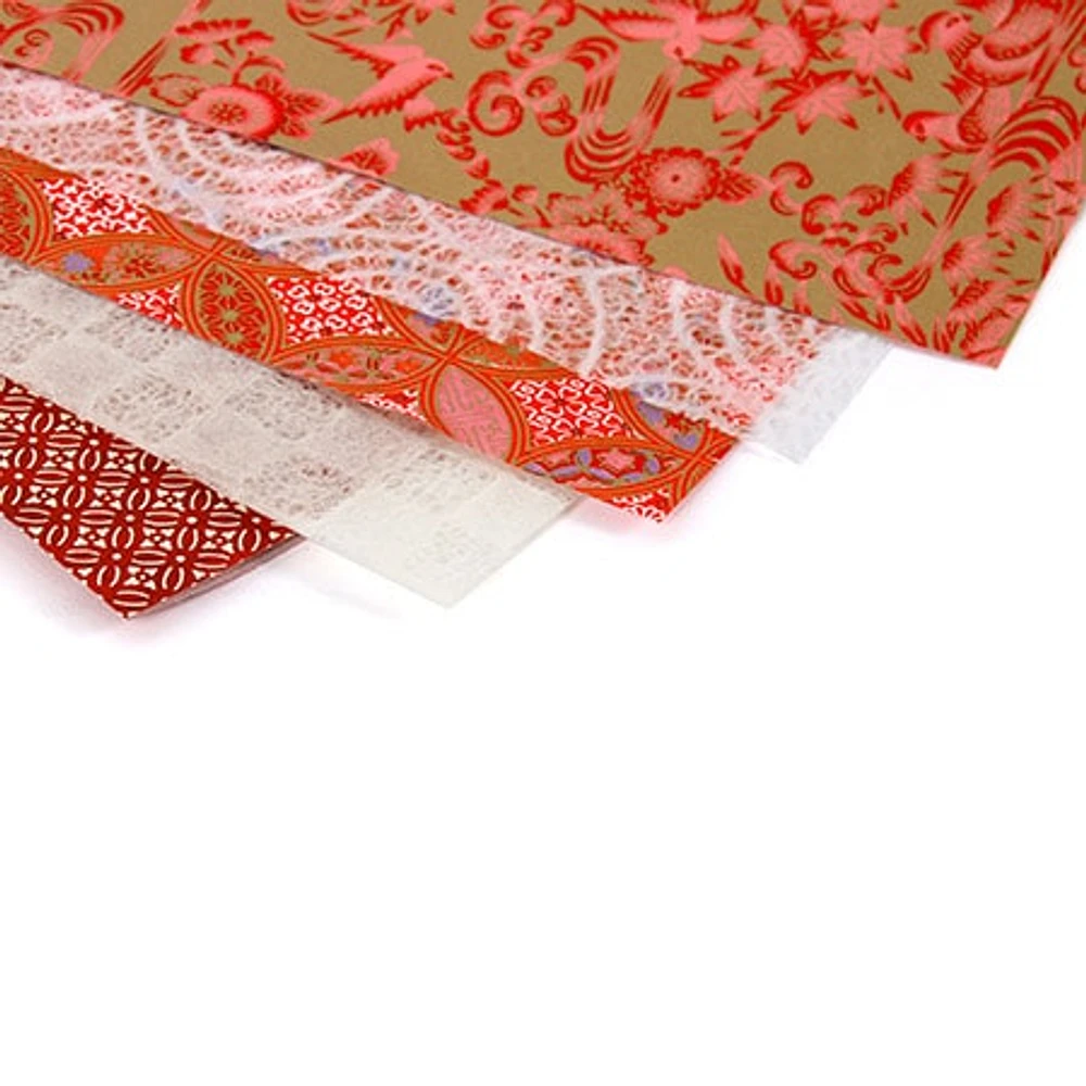 Set of 5 Japanese Papers 8.5 x 11 – Red