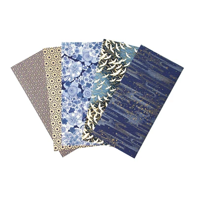 Set of 5 Japanese Papers 8.5 x 11 – Chiyogami Blue