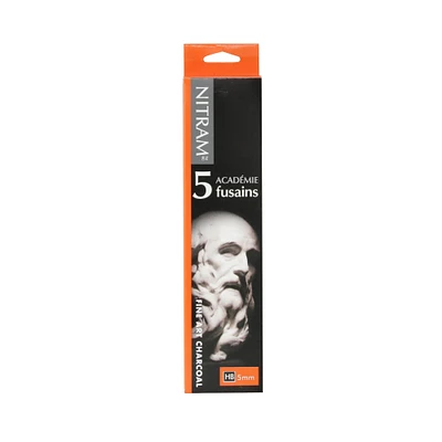 Set of 5 Académie Charcoal Sticks – HB, 5 mm