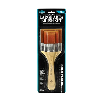 Set of 3 gold taklon flat paintbrushes