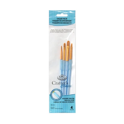 4-Pack Gold Taklon Filbert Paintbrushes