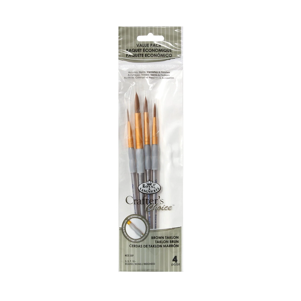 4-Pack Taklon Round Paintbrushes