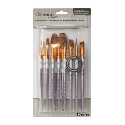 15-Pack Taklon Assorted Paintbrushes