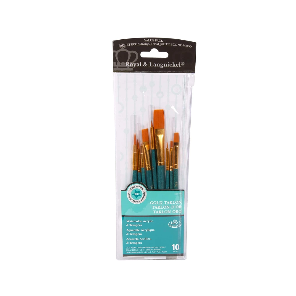 Gold Taklon Paintbrushes — Set of