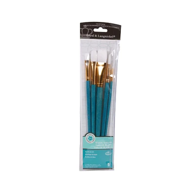 White Taklon Paintbrushes — Set of 5