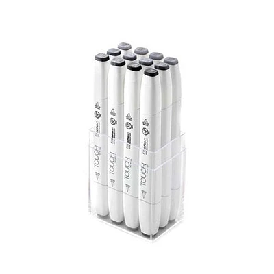 12-Piece Touch Twin Brush Marker Set - Cool Grey