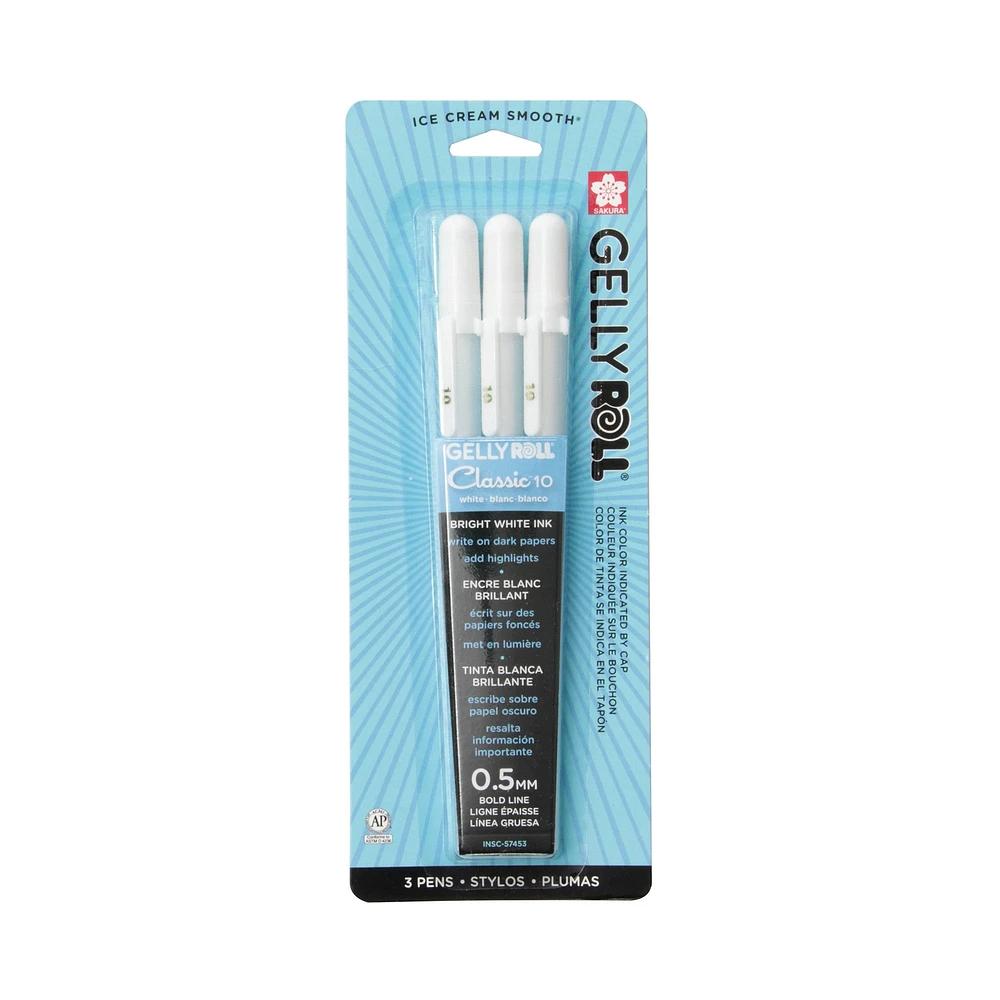 Ens. 3 stylos Gelly Roll® blanc 0,5 mm