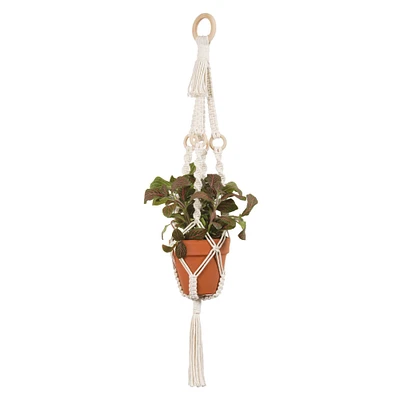 Macramé four rings natural beige plant hanger DIY kit