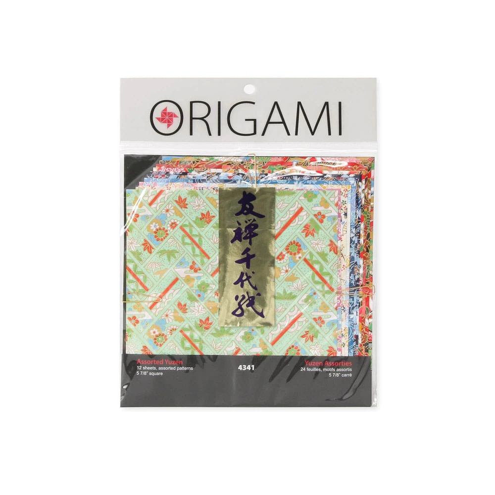 Papier origami authentique — Yuzen, 12 feuilles assorties