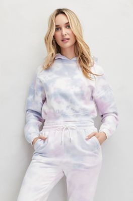 Cropped Tie Dye Fleece Hoodie