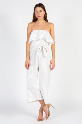 Carla Strapless Pinstripe Jumpsuit