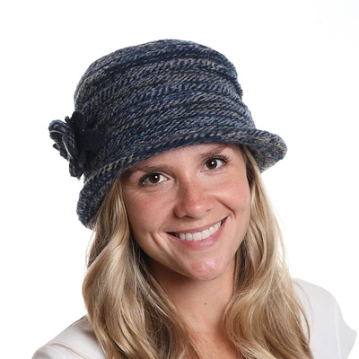 Wool cloche hat with flower