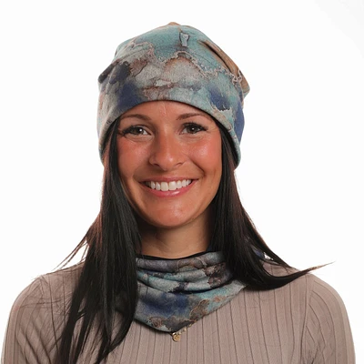 Tuque pendante à motif marbr
