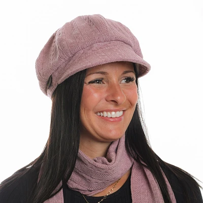 Cable knit newsboy cap