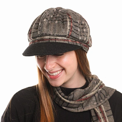 Newsboy cap with velvet effect