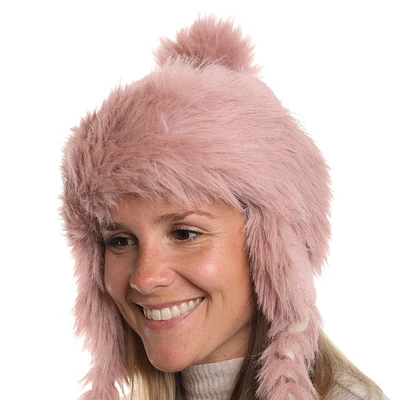 Hat with braids made from eco-responsible fur