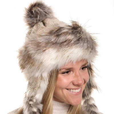 Hat with braids made from eco-responsible fur