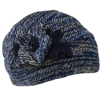 Wool beanie hat with flower