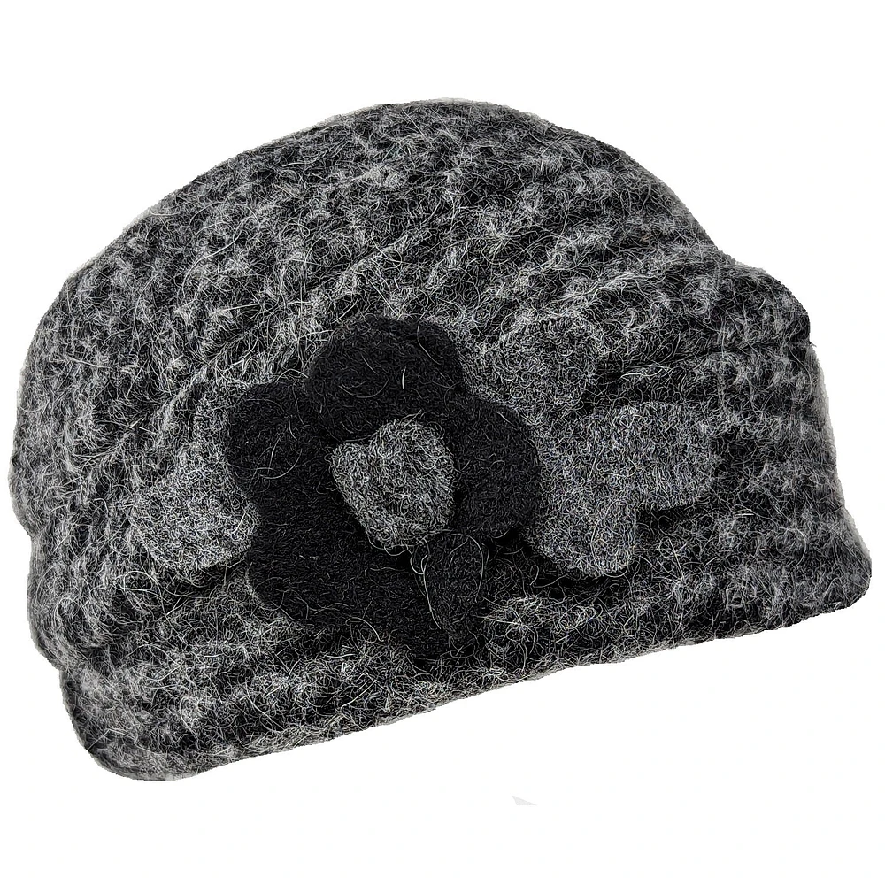 Wool beanie hat with flower