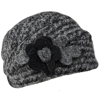 Wool beanie hat with flower
