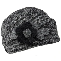 Wool beanie hat with flower